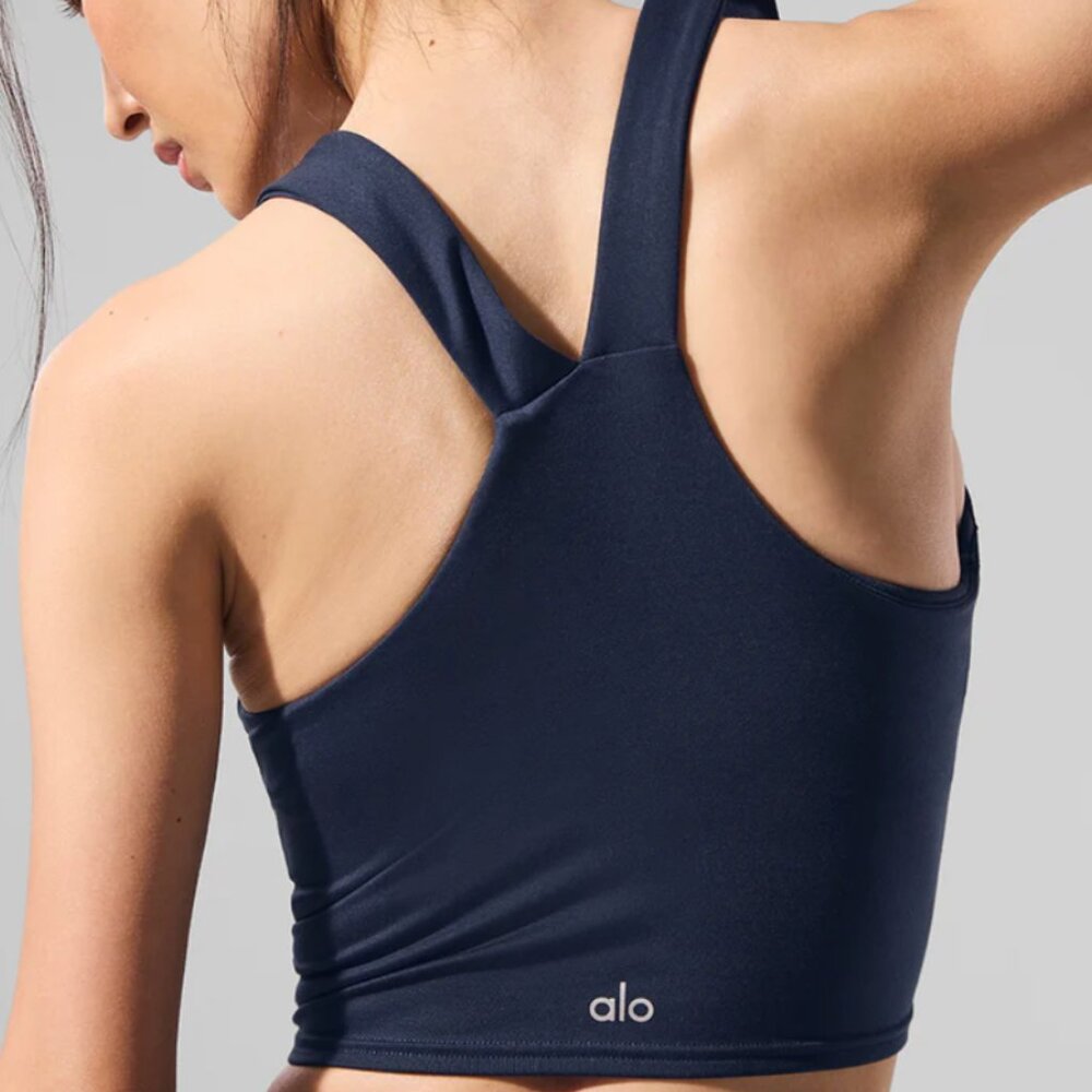 Alo Airbrush Real Bra Tank in navy - size M